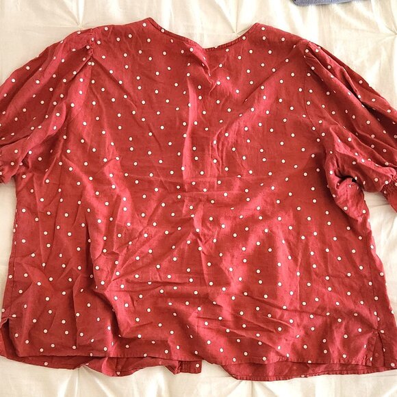 Linen, Polka Dot, short sleeve, button down, Old Navy, XXL - Picture 2 of 5
